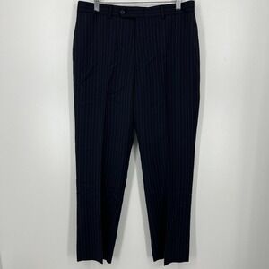 Tommy Hilfiger‎ Dress Pants Men's Size 32 Navy Blue Striped 100% Wool